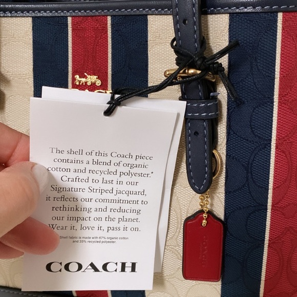 NWT💃Coach Mollie Tote 25 In Signature Jacquard With Stripes - Picture 6 of 13